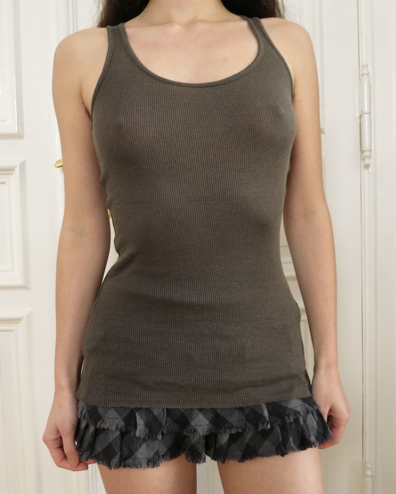 Long ribbed tank top