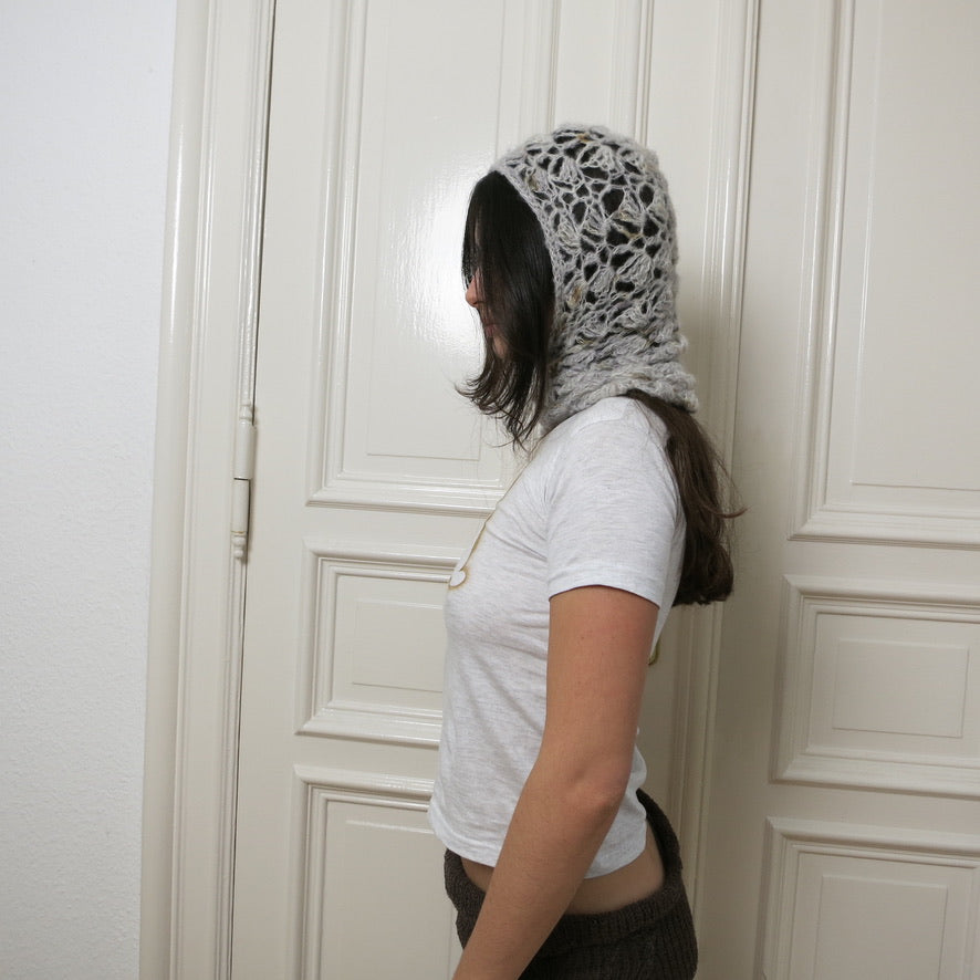 mođđe studio ~ lace mohair balaclava in grey