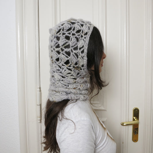 mođđe studio ~ lace mohair balaclava in grey