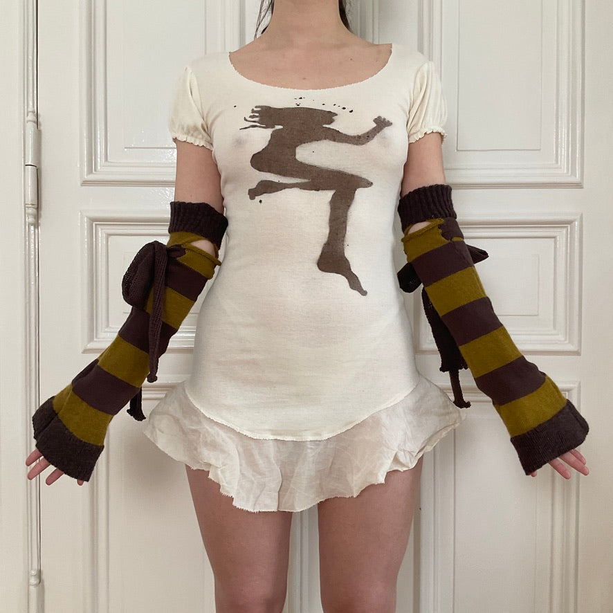 Natascha Domino ~ mohair sleeves with ribbons