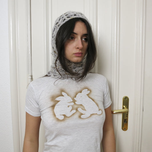 mođđe studio ~ lace mohair balaclava in grey