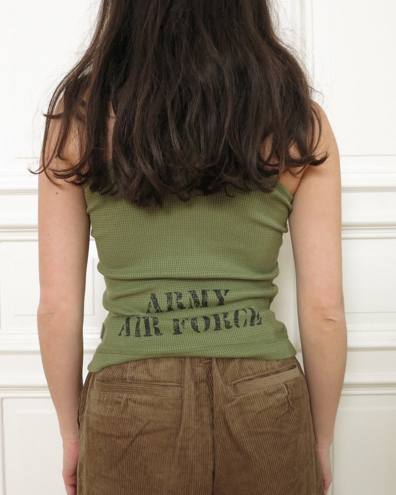 Green ribbed tank top