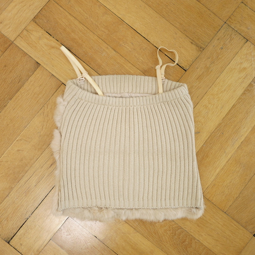 Beige furry corset top
