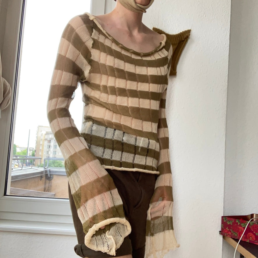 eithne ~ green and beige striped longsleeve