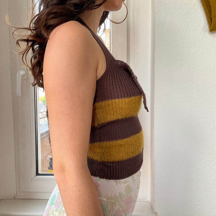 Natascha Domino ~ striped mohair tie top