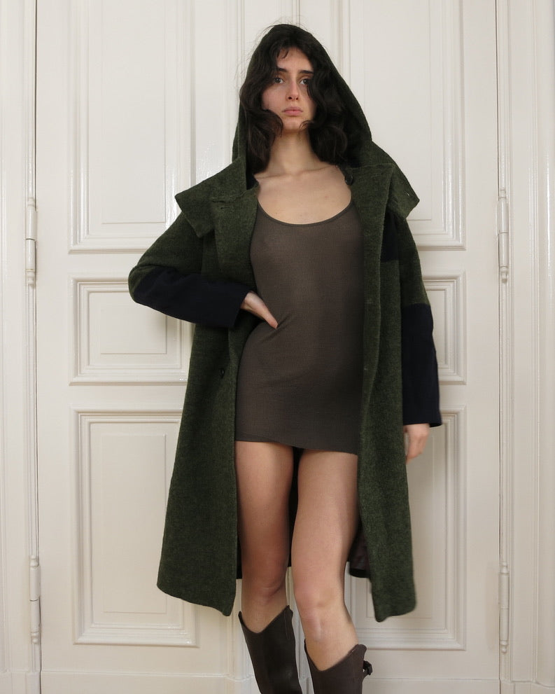 Hisui hooded wool coat