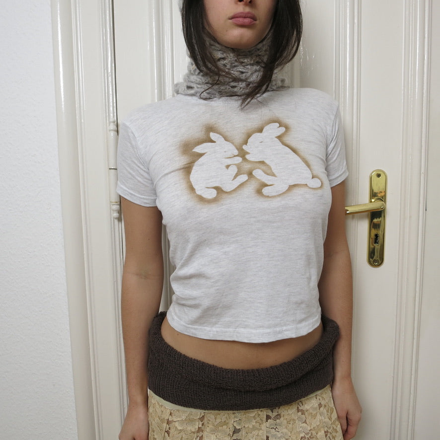 J'adorable Basics ~ grey sleepy bunnies t-shirt