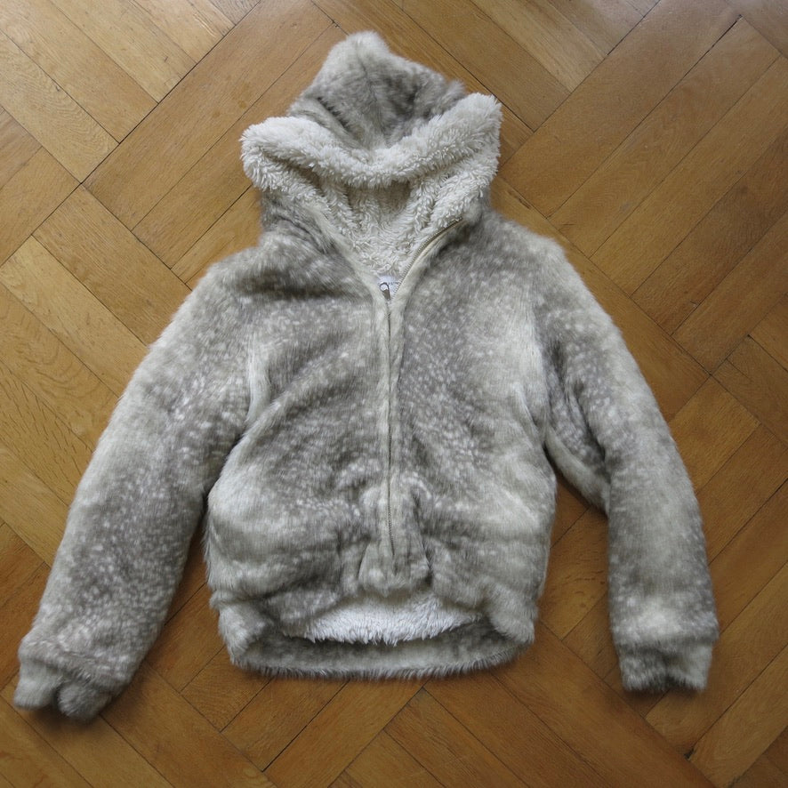 Faux fur spotted seal hoodie