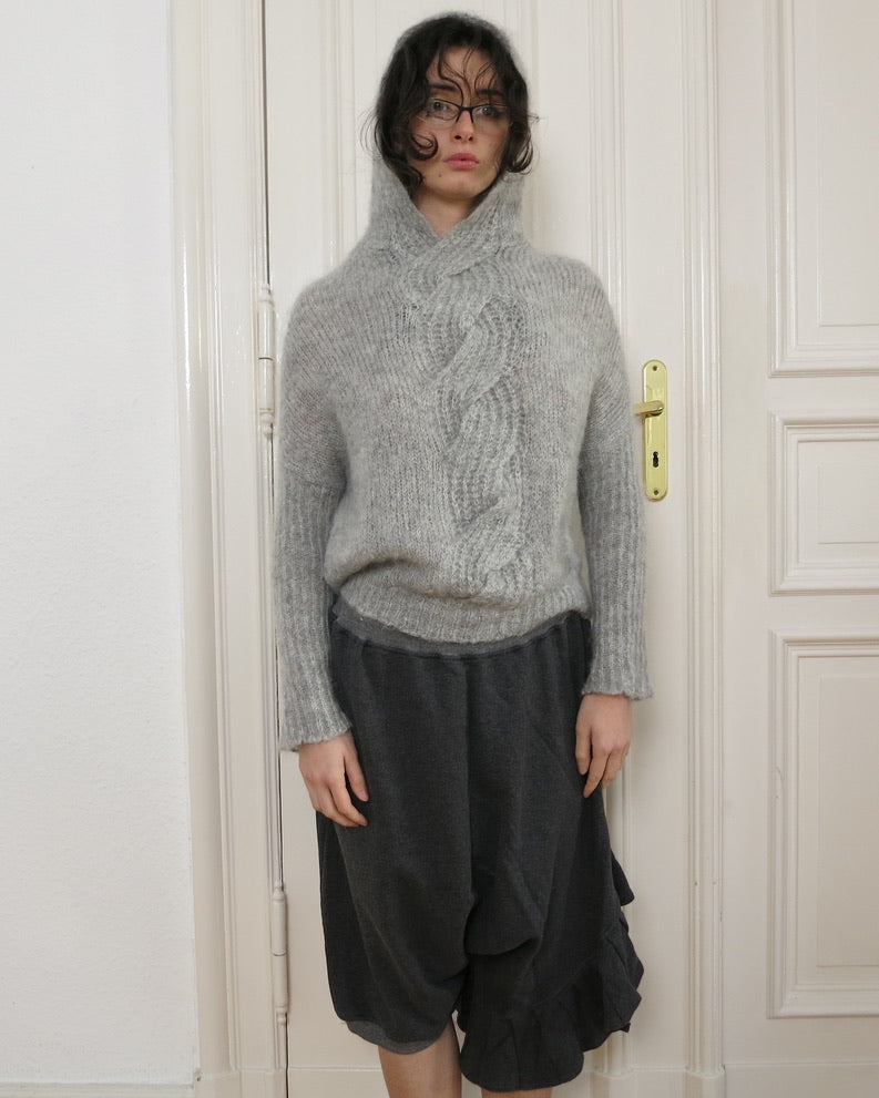 Knit mohair hoodie