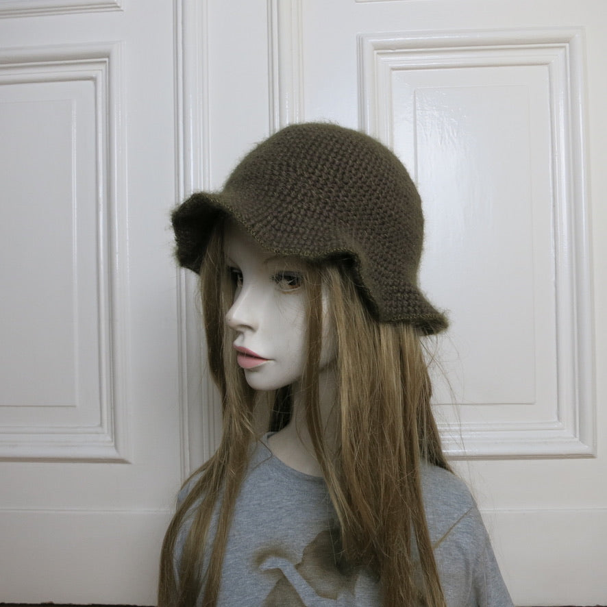 Natascha Domino ~ fluffy green crochet bucket