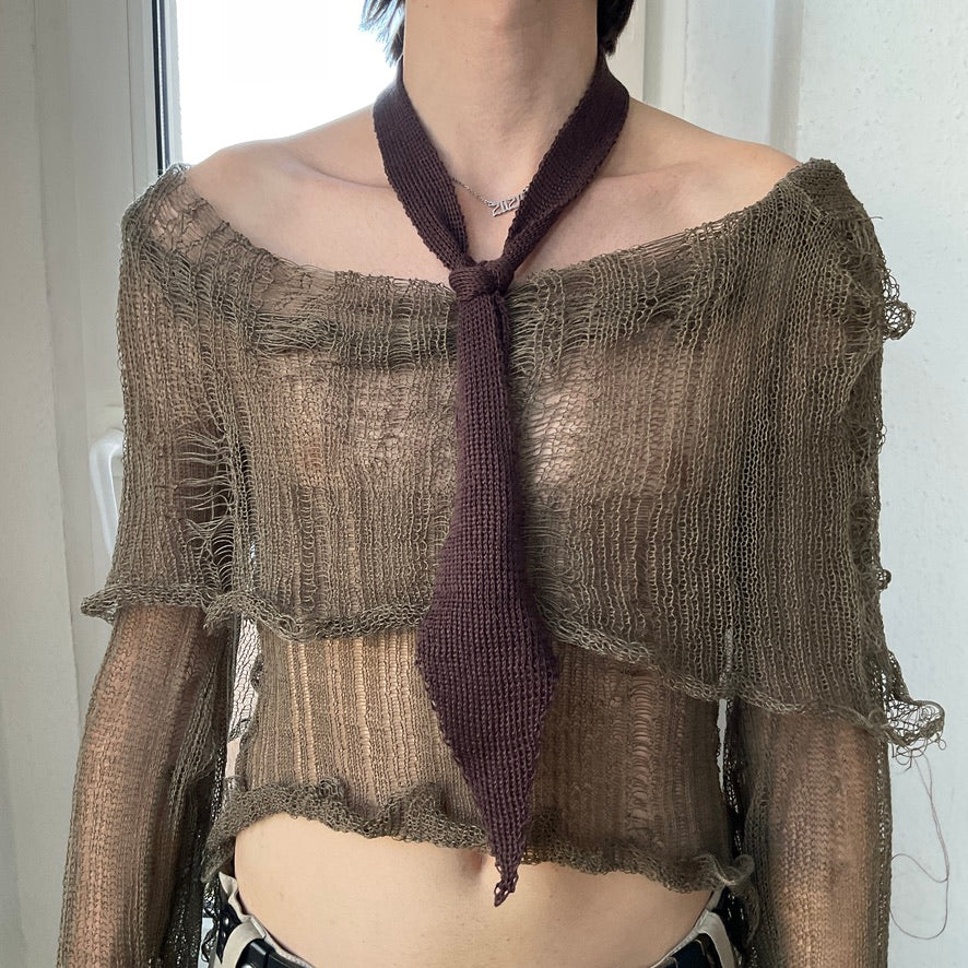 Natascha Domino ~ brown knit tie