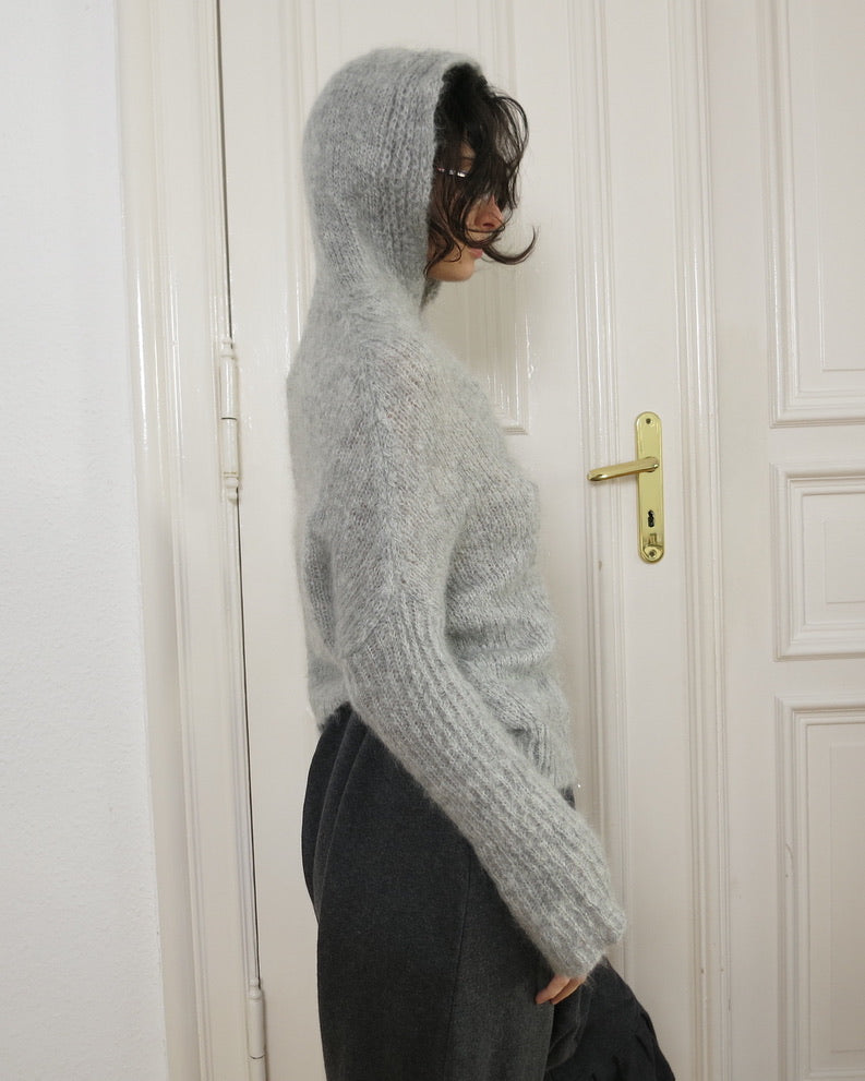Knit mohair hoodie