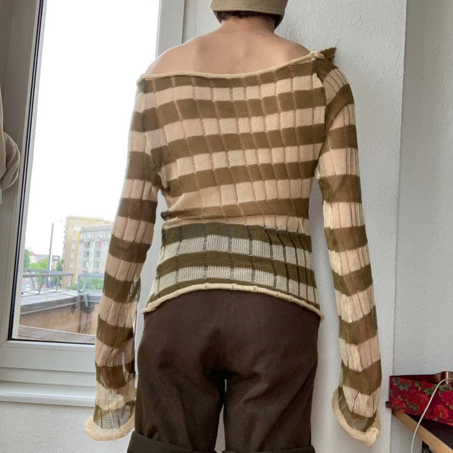 eithne ~ green and beige striped longsleeve
