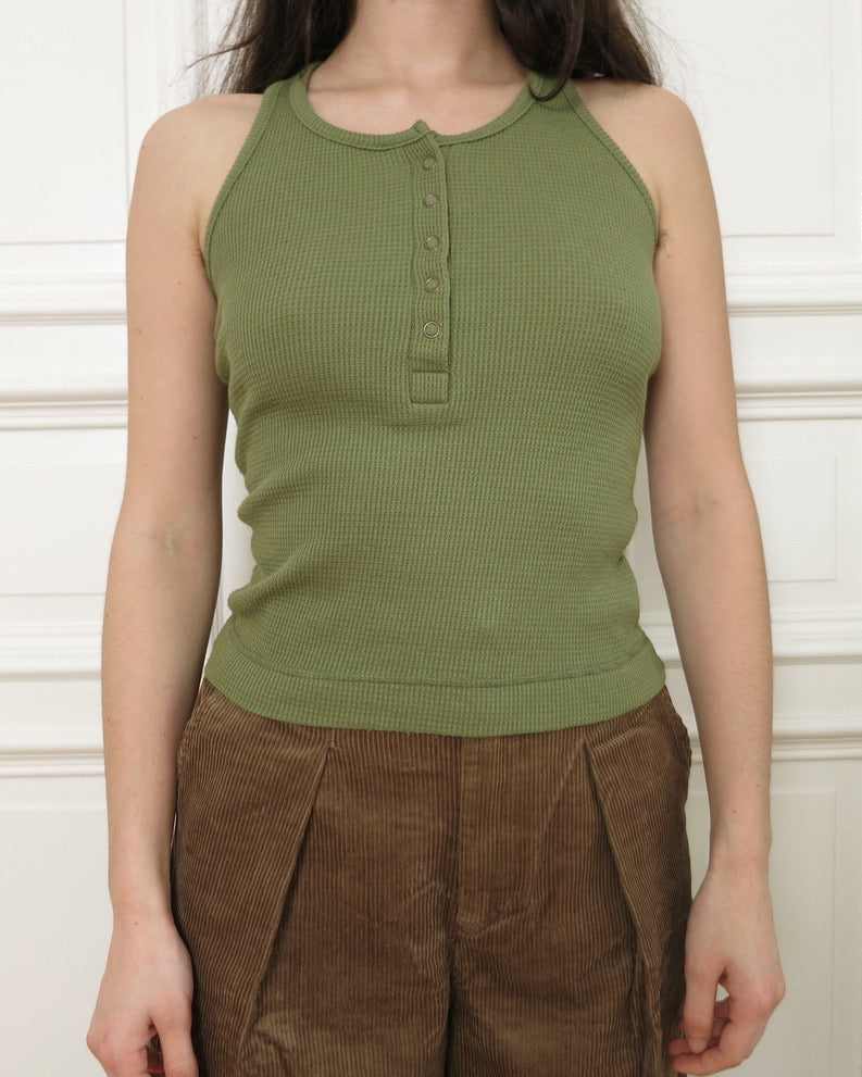 Green ribbed tank top