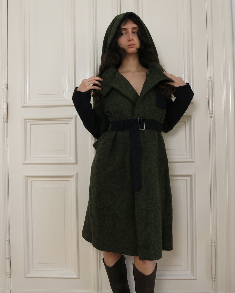 Hisui hooded wool coat