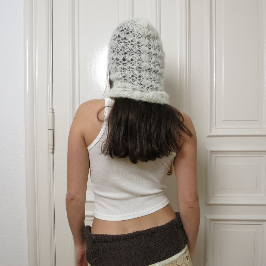 mođđe studio ~ lace mohair balaclava in white
