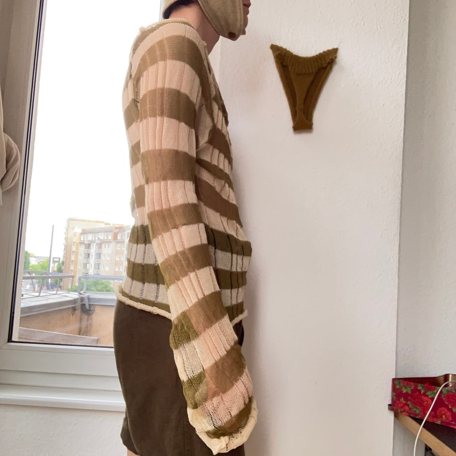 eithne ~ green and beige striped longsleeve