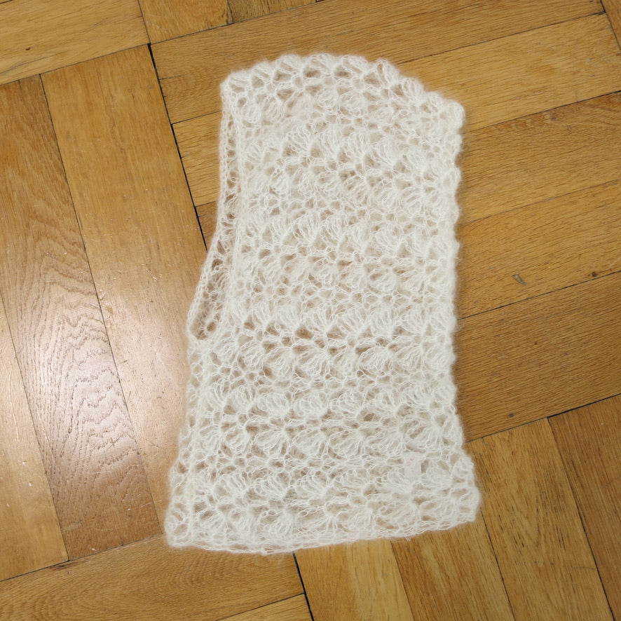 mođđe studio ~ lace mohair balaclava in white