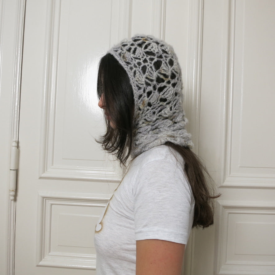 mođđe studio ~ lace mohair balaclava in grey