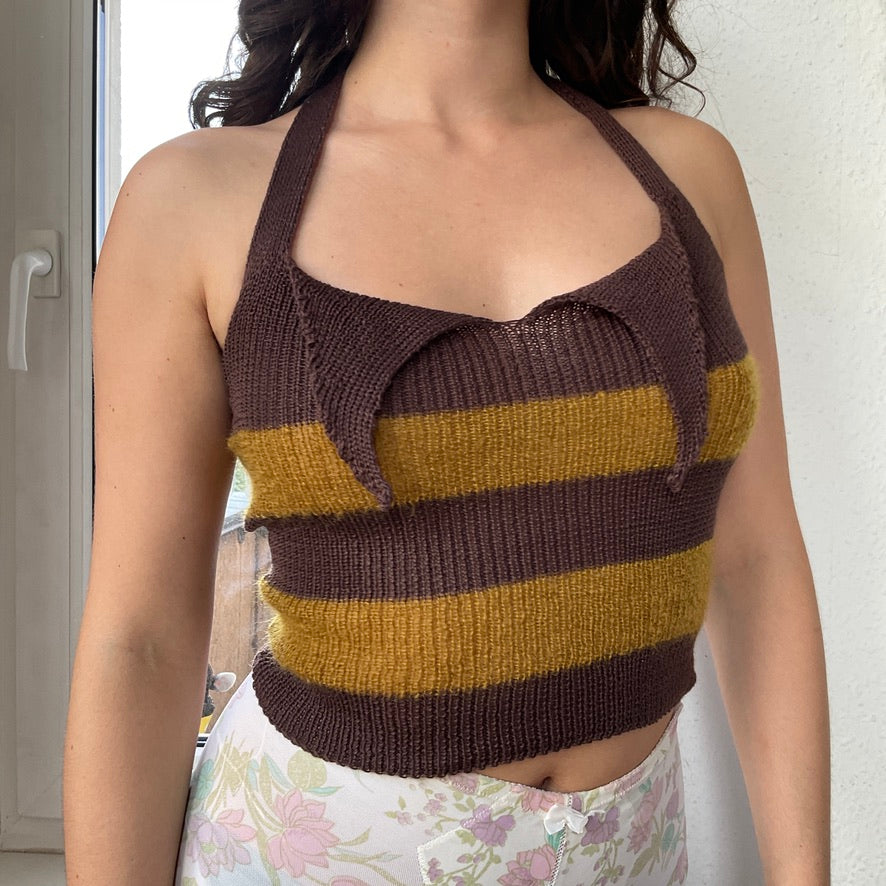 Natascha Domino ~ striped mohair tie top