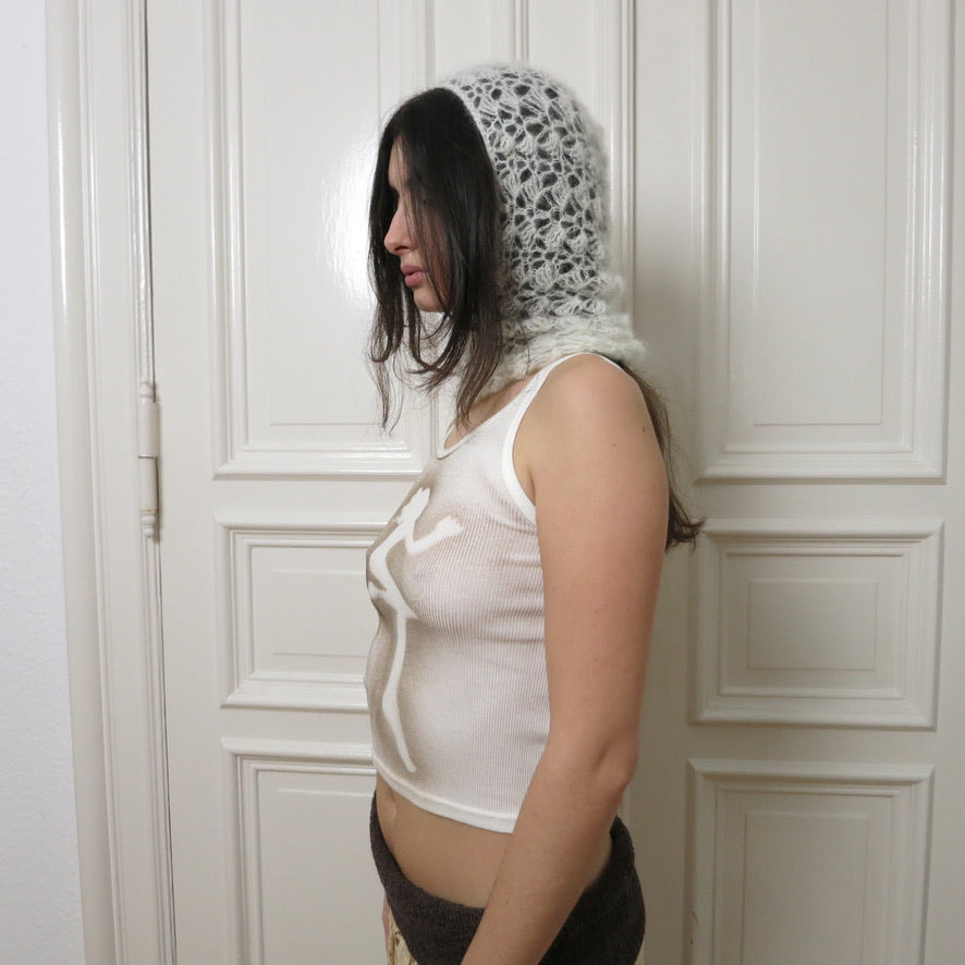 mođđe studio ~ lace mohair balaclava in white