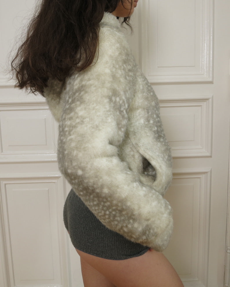 Faux fur spotted seal hoodie