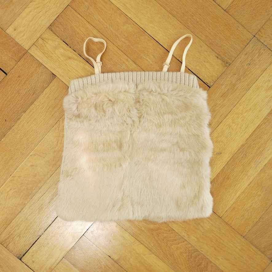 Beige furry corset top