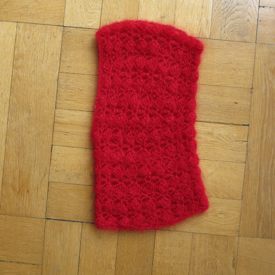 mođđe studio ~ lace mohair balaclava in red