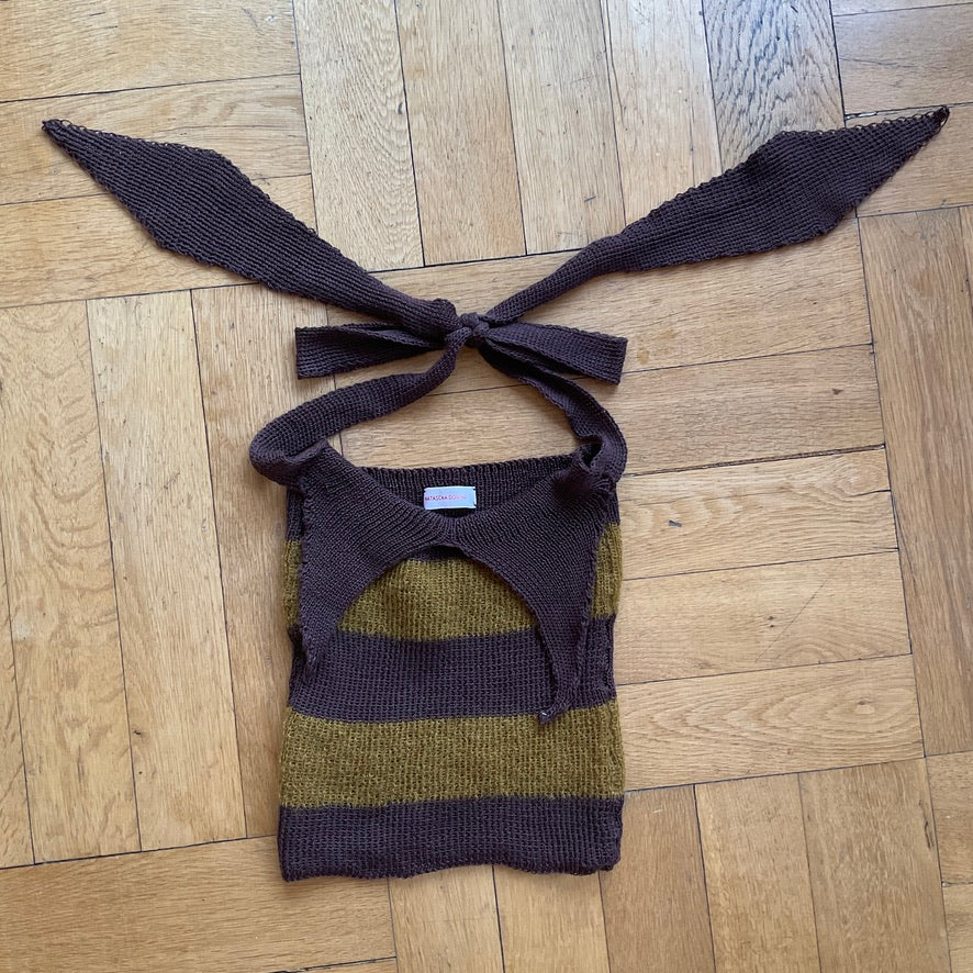 Natascha Domino ~ striped mohair tie top