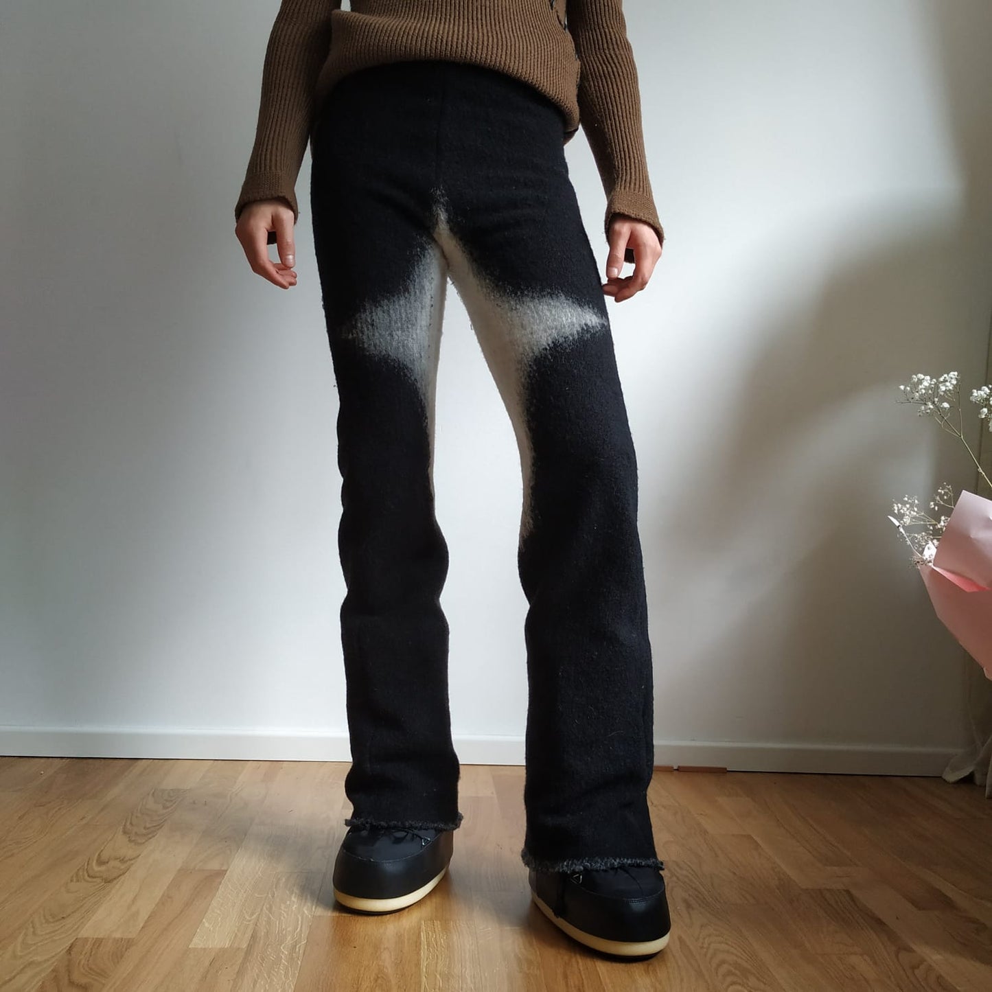 Heavy virgin wool flares