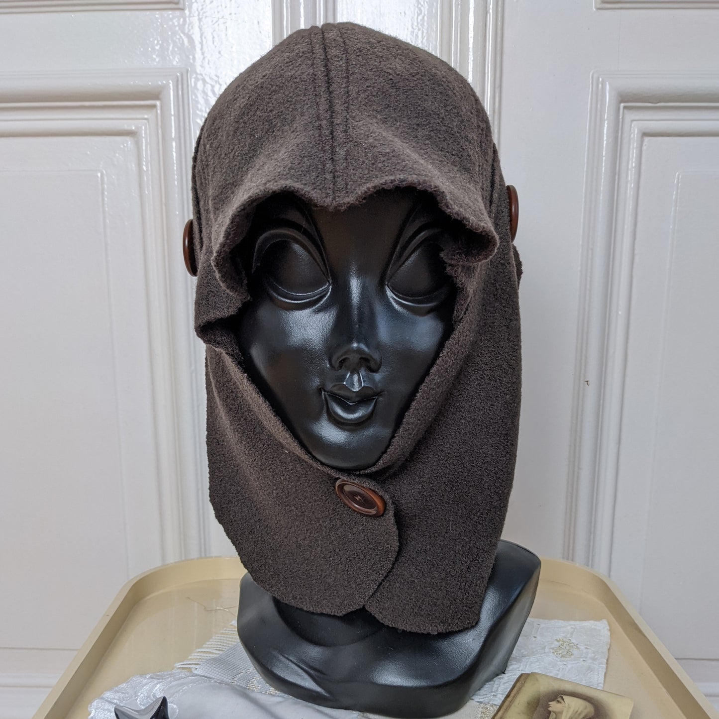 ꒰⑅ᵕ༚ᵕ꒱˖♡ coffee brown virgin wool orchid bonnet ♡˖꒰ᵕ༚ᵕ⑅꒱