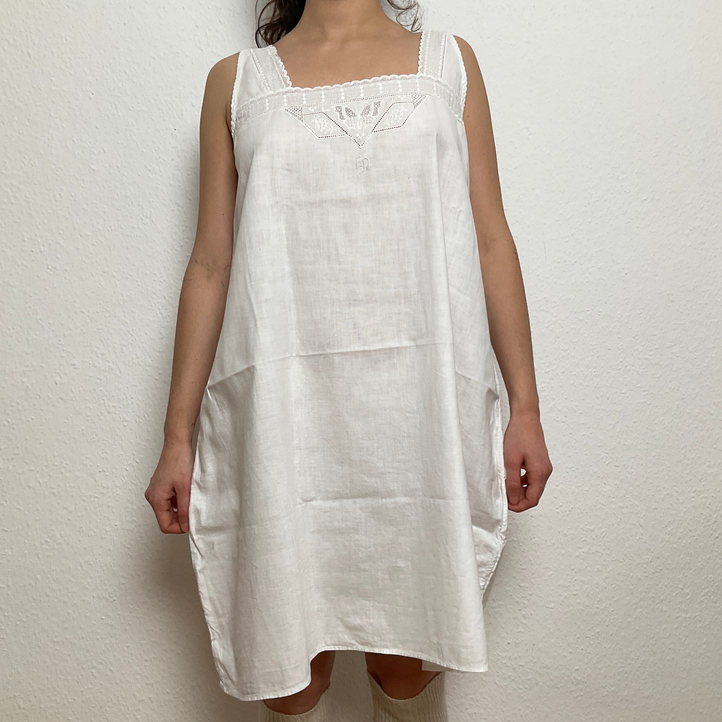 antique nightgown with exquisite butterfly embroidery