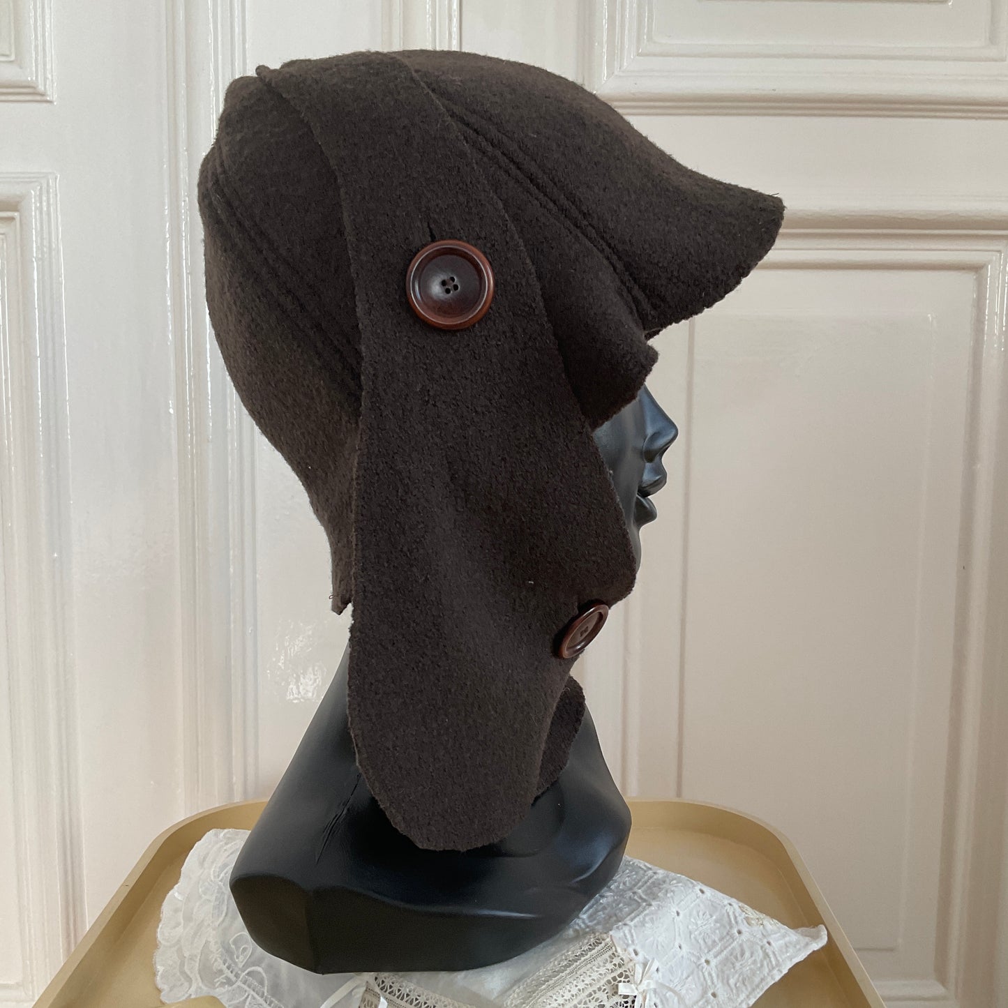 ꒰⑅ᵕ༚ᵕ꒱˖♡ coffee brown virgin wool orchid bonnet ♡˖꒰ᵕ༚ᵕ⑅꒱