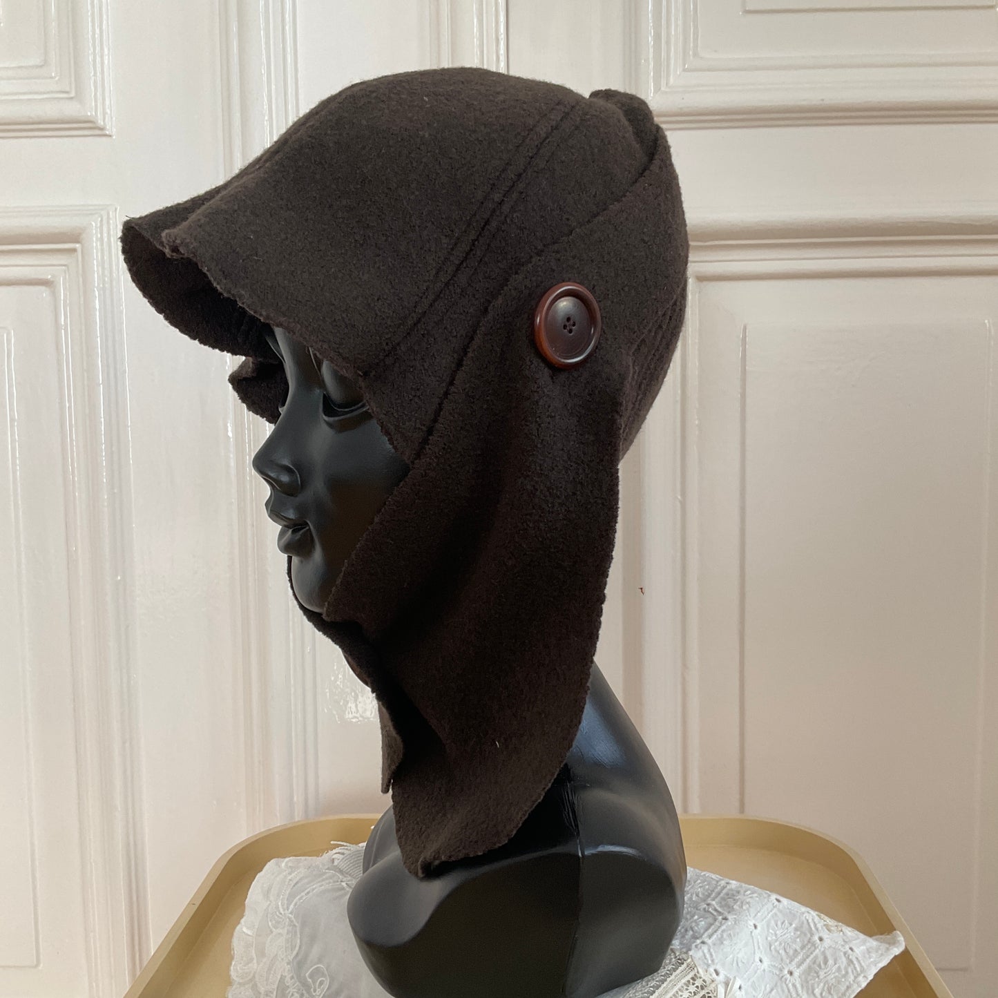 ꒰⑅ᵕ༚ᵕ꒱˖♡ coffee brown virgin wool orchid bonnet ♡˖꒰ᵕ༚ᵕ⑅꒱