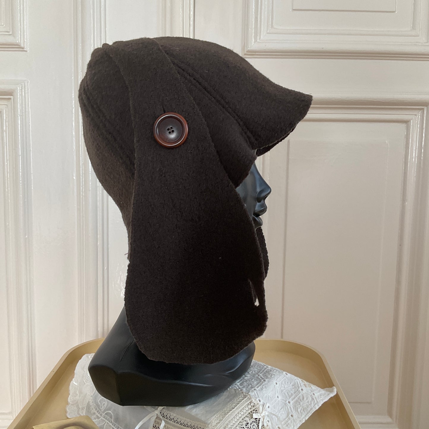 ꒰⑅ᵕ༚ᵕ꒱˖♡ coffee brown virgin wool orchid bonnet ♡˖꒰ᵕ༚ᵕ⑅꒱