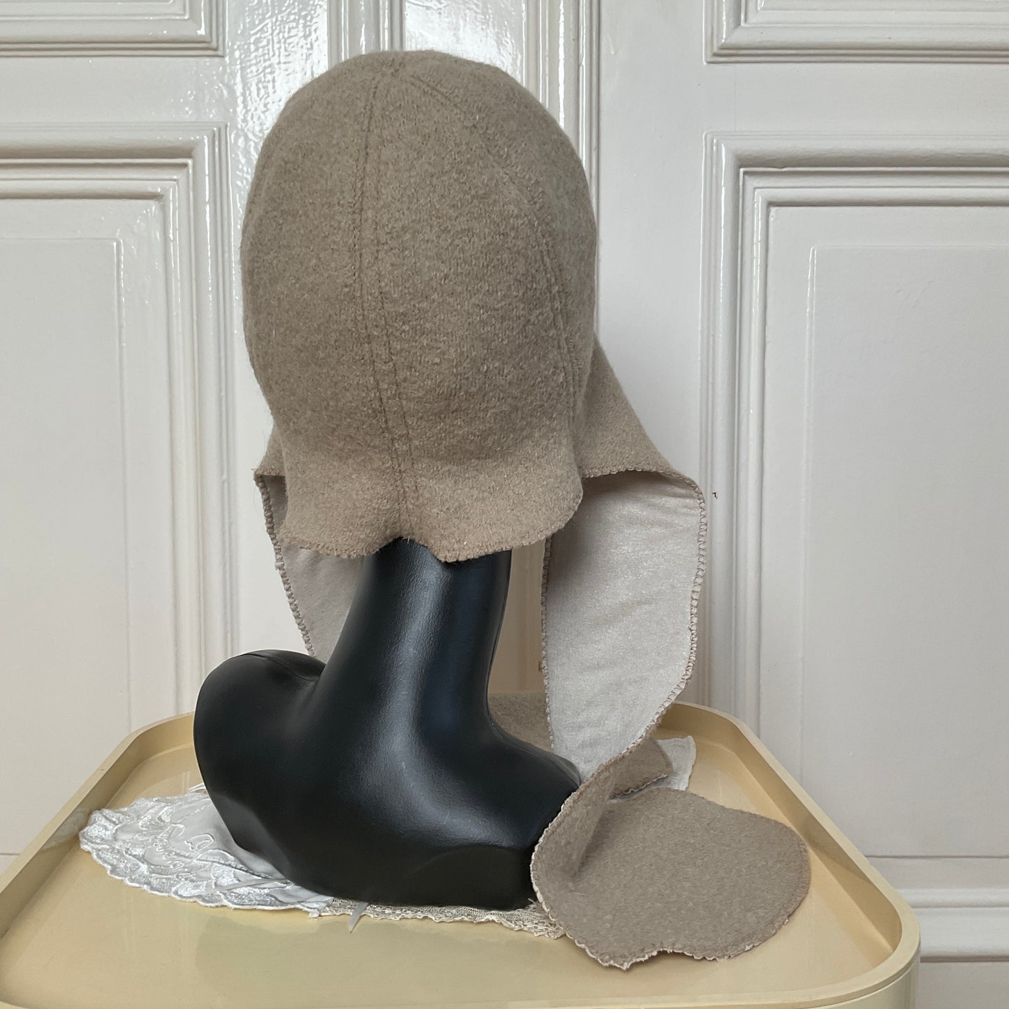 ꒰⑅ᵕ༚ᵕ꒱˖♡ beige virgin wool orchid bonnet ♡˖꒰ᵕ༚ᵕ⑅꒱