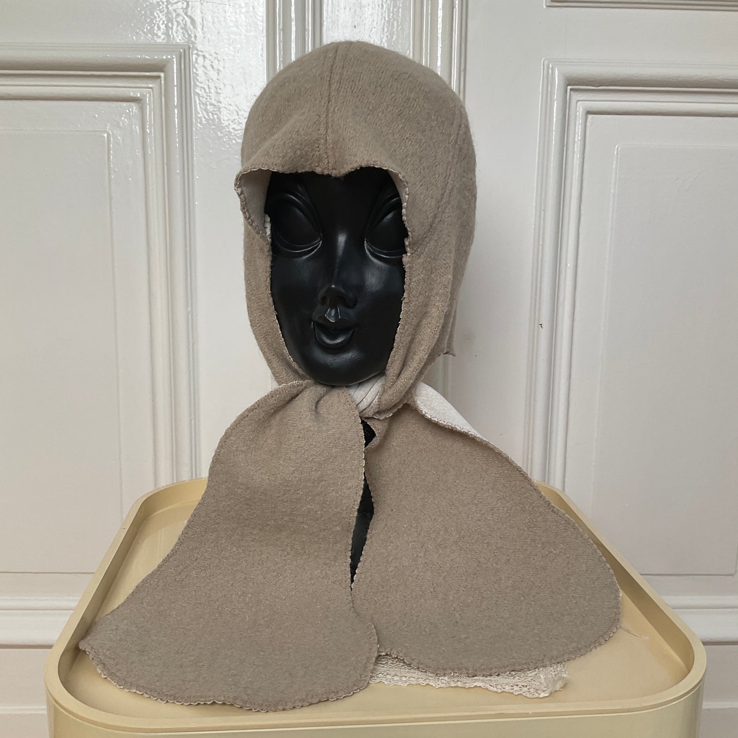 ꒰⑅ᵕ༚ᵕ꒱˖♡ beige virgin wool orchid bonnet ♡˖꒰ᵕ༚ᵕ⑅꒱