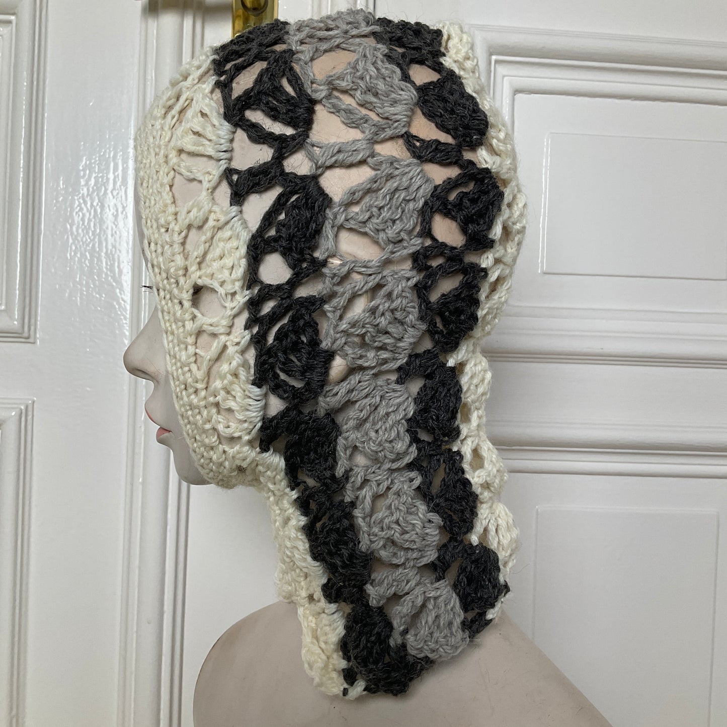 mođđe studio ~ cocoon 2 crochet balaclava in shades of grey