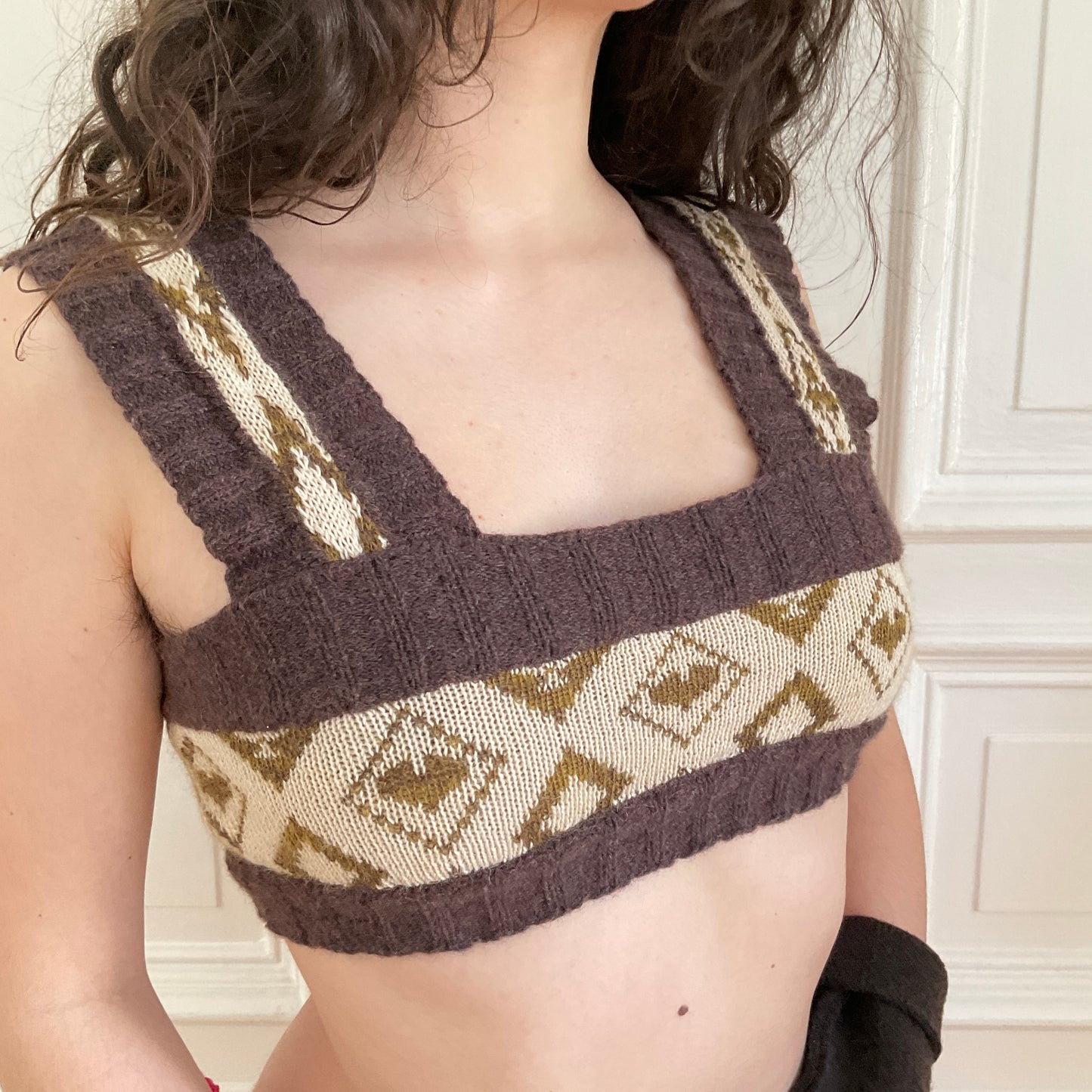 Natascha Domino ~ cashmere blend playing cards crop top