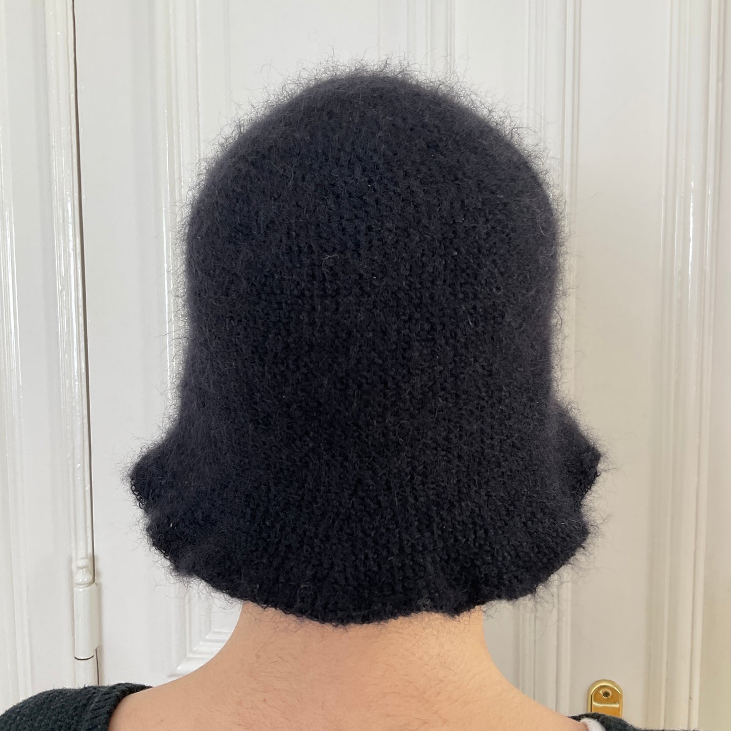 Natascha Domino ~ mohair blend crochet bucket hat in black
