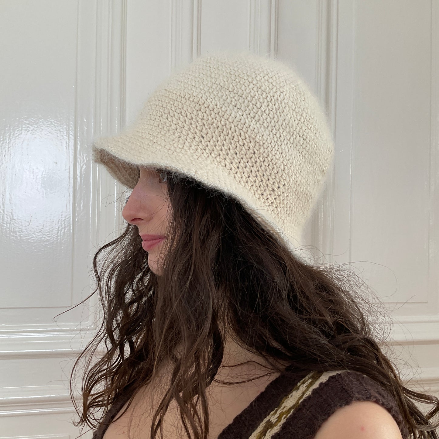 Natascha Domino ~ mohair blend crochet bucket hat