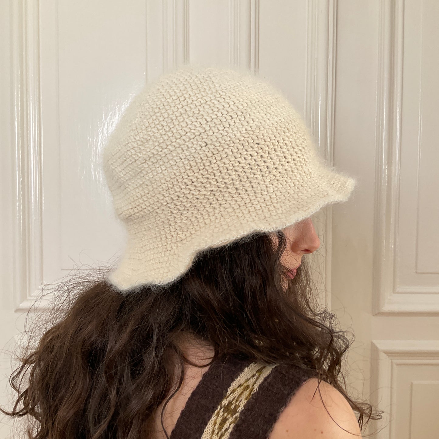 Natascha Domino ~ mohair blend crochet bucket hat