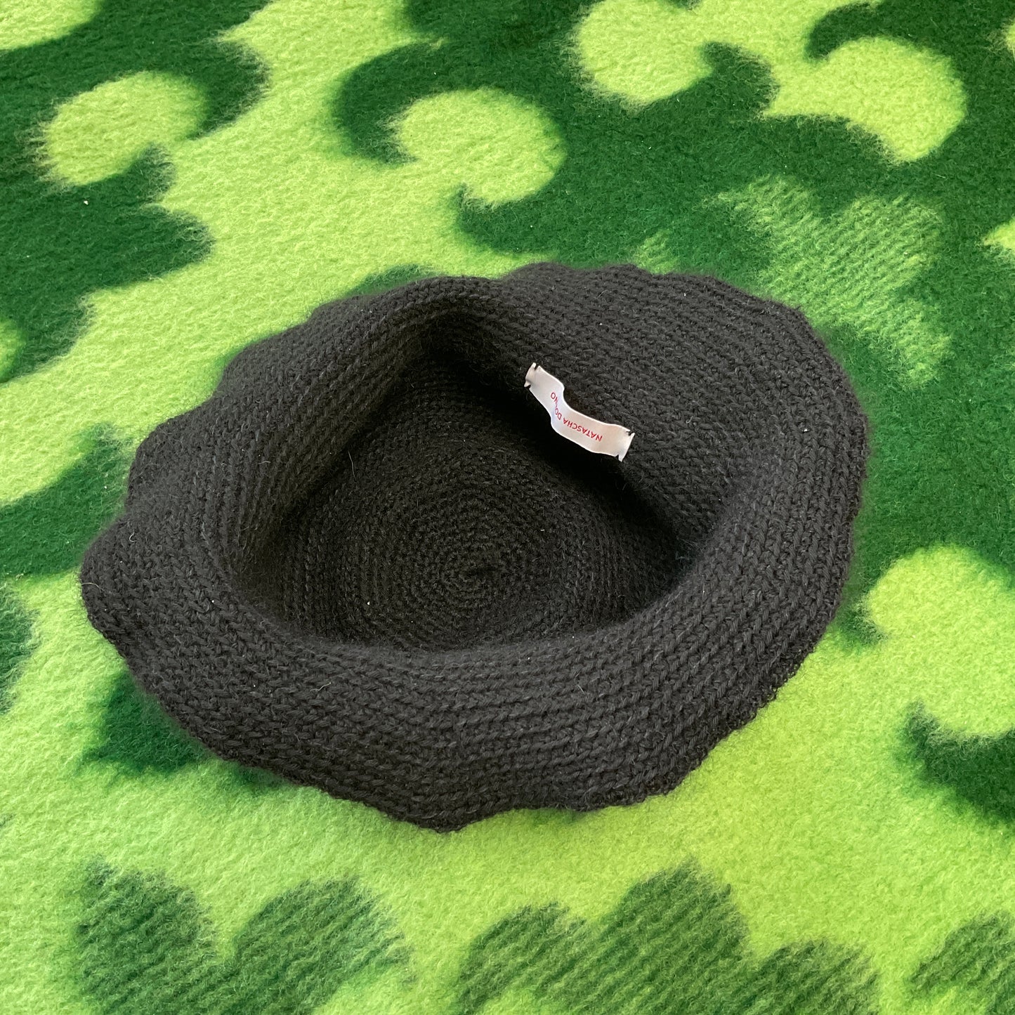 Natascha Domino ~ mohair blend crochet bucket hat in black