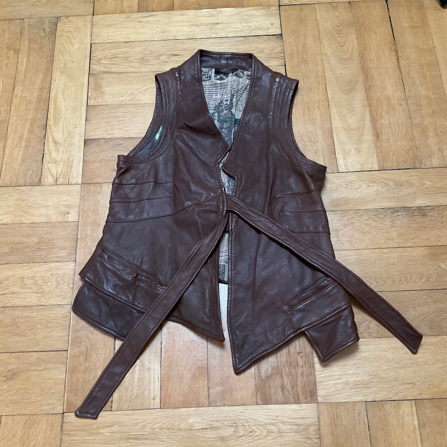 Brown leather vest