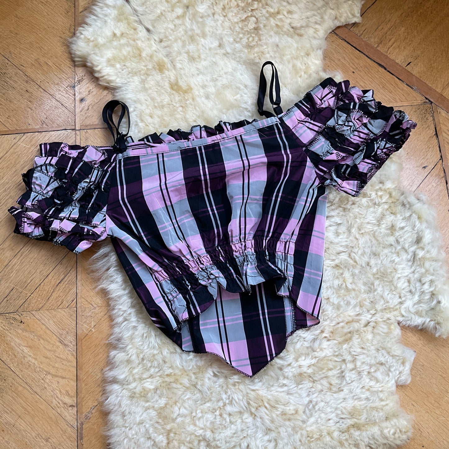 Pink tartan corset top