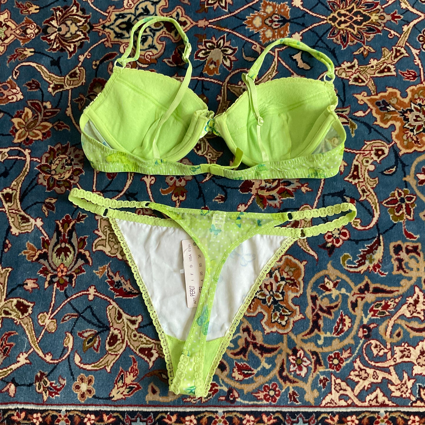Green butterflies bra/panties set