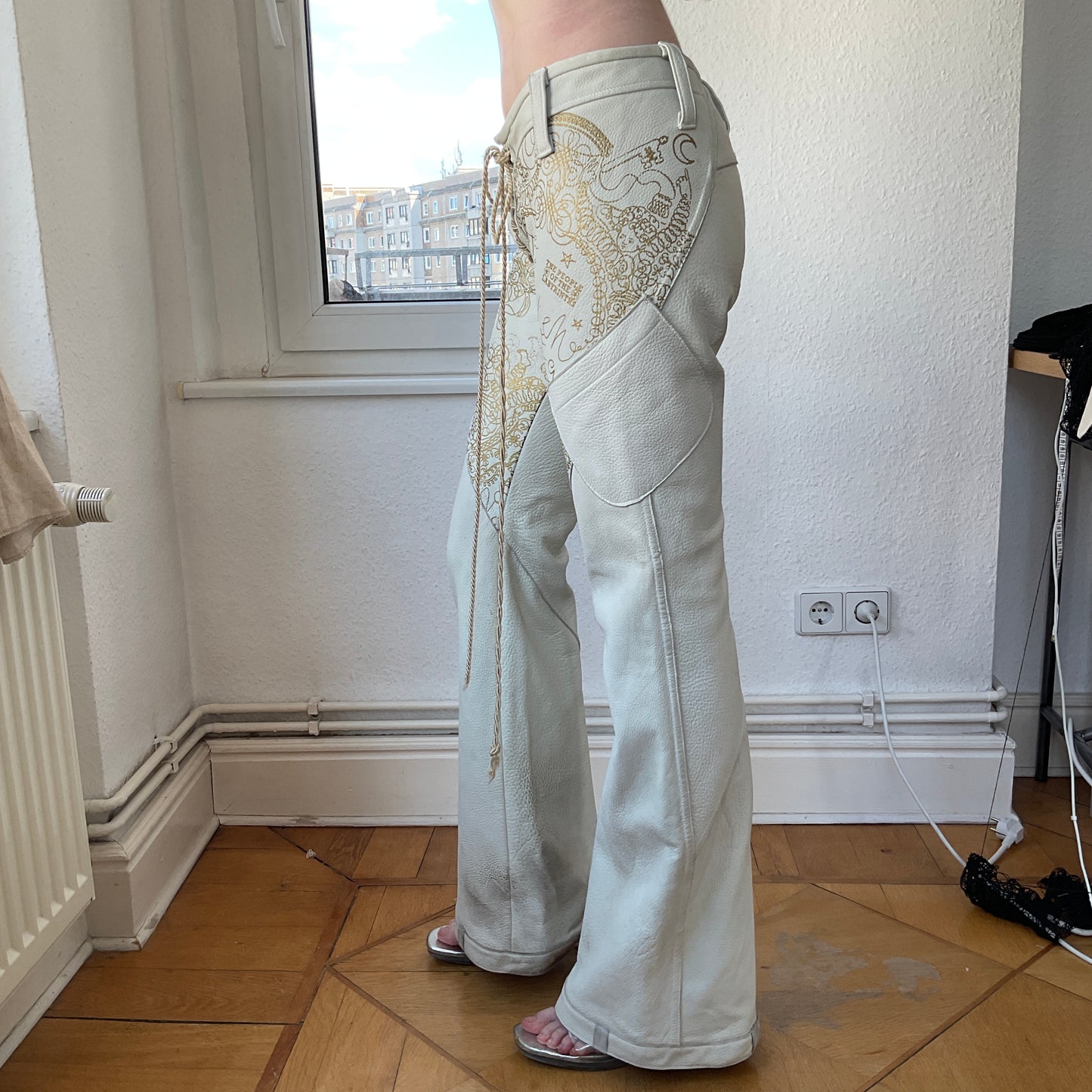 Elfic white leather pants