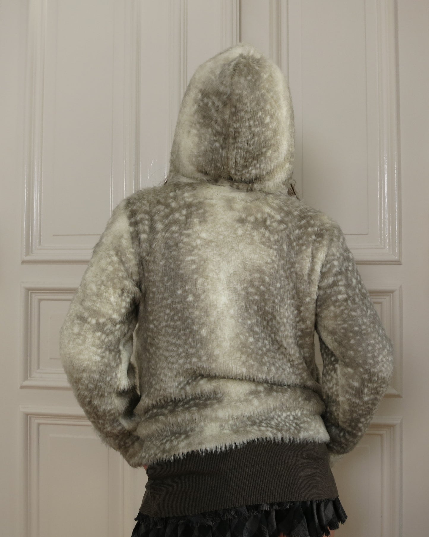 Faux fur spotted seal hoodie