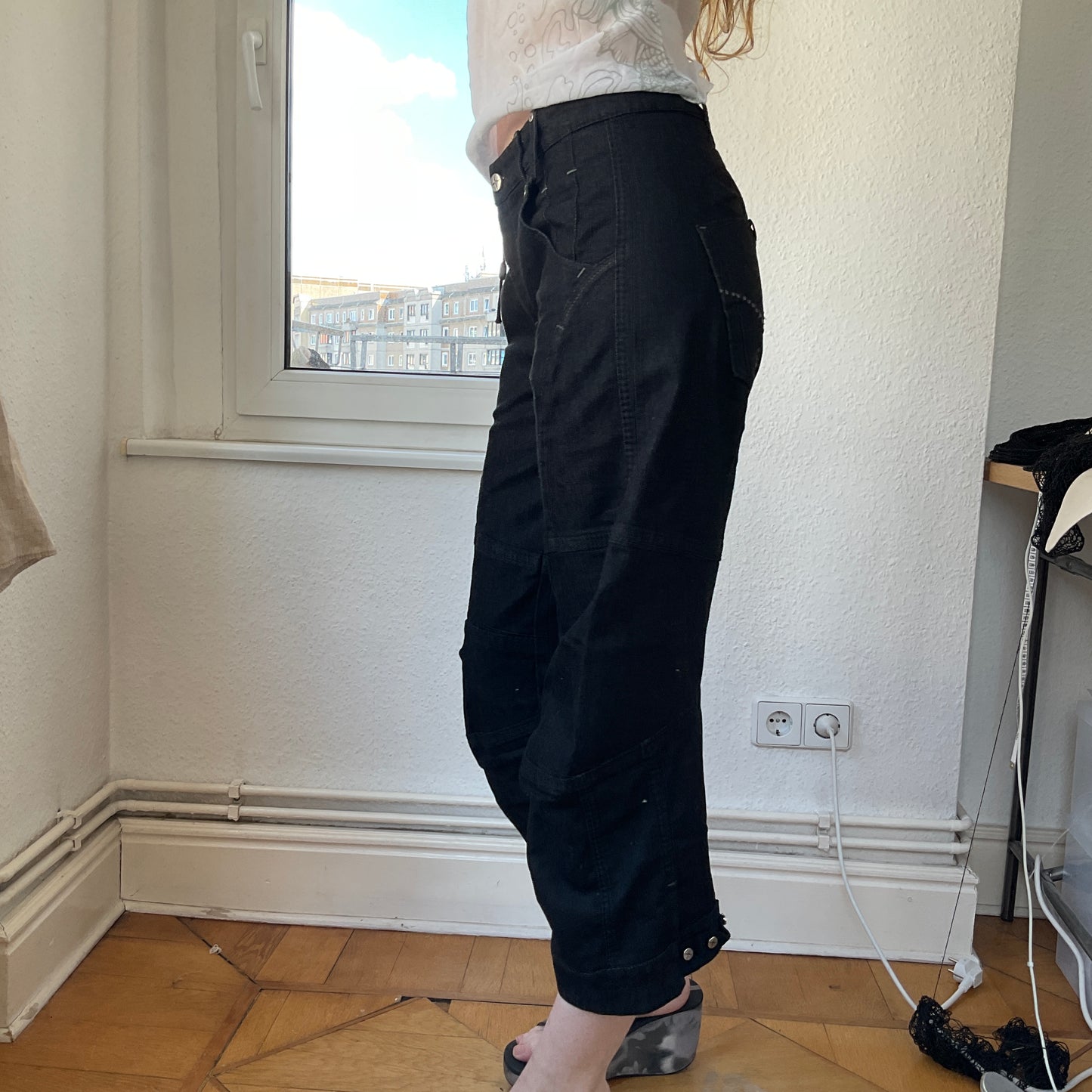 Deconstructed capri pants