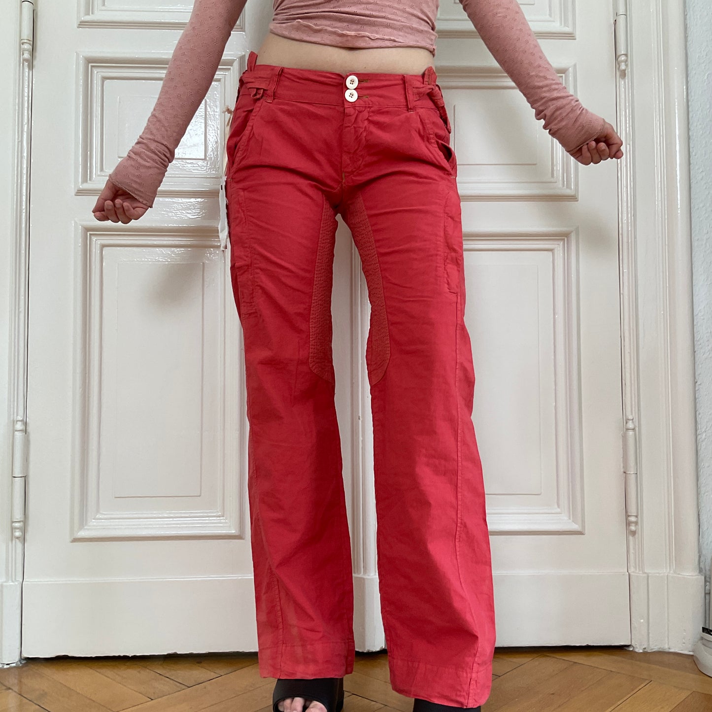 Red cargo pants